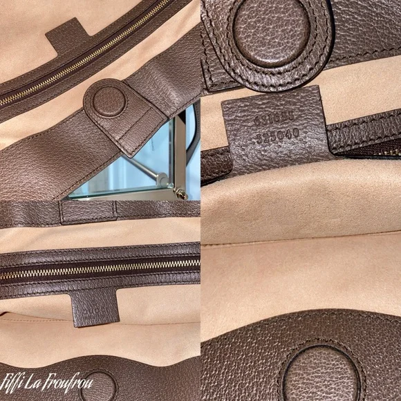 Gucci Beige Monogram Tote with Green and Red Web Stripe and Brown Trim - Picture 14 of 16